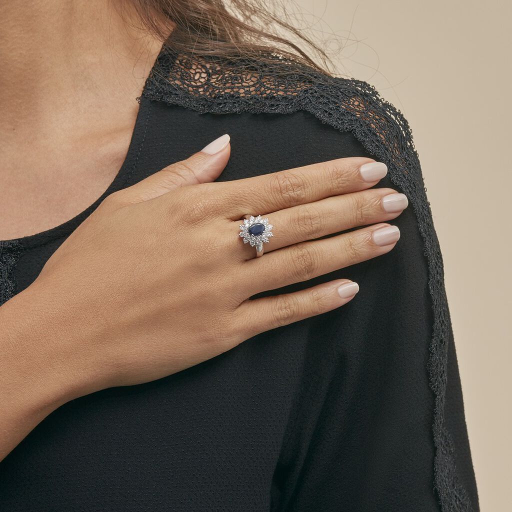 Bague Ivan Or Blanc Saphir Et Diamant - Bagues solitaires Femme | Histoire d’Or