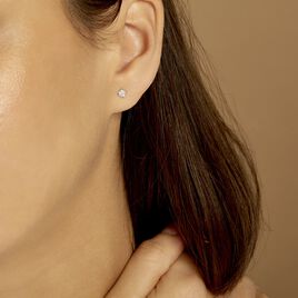 Boucles D'oreilles Puces Carre Argent Blanc Oxyde De Zirconium - Boucles d'oreilles fantaisie Femme | Histoire d’Or
