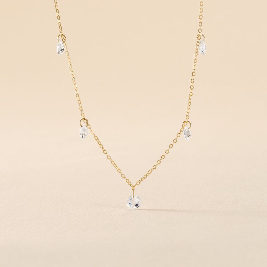 Collier Or Jaune Leucitica Oxydes De Zirconium - Colliers Femme | Histoire d&rsquo;Or