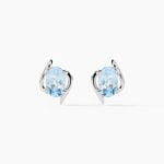 Boucles D'oreilles Puces Vrille Ovale Or Blanc Topaze - Clous d'oreilles Femme | Histoire d&rsquo;Or