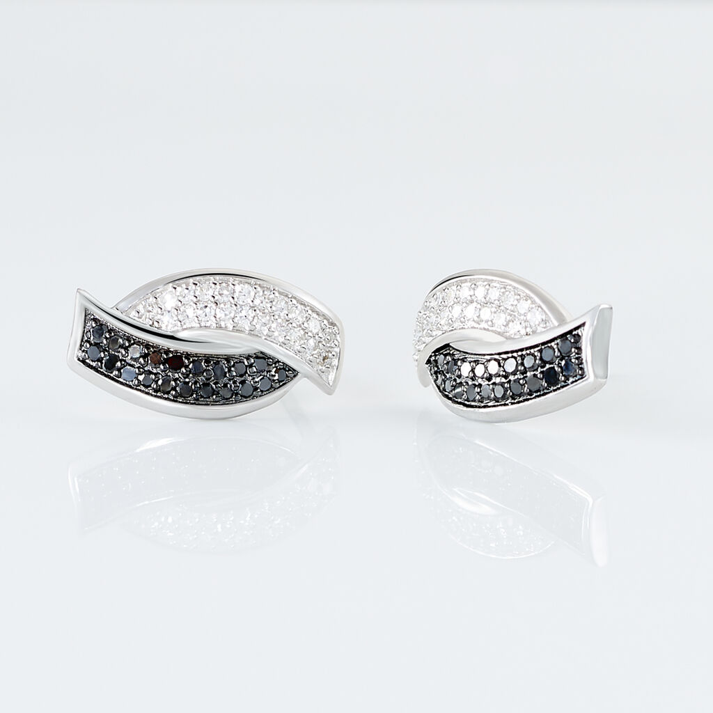 Boucles D'oreilles Puces Oia Or Blanc Diamant - Clous d'oreilles Femme | Histoire d’Or
