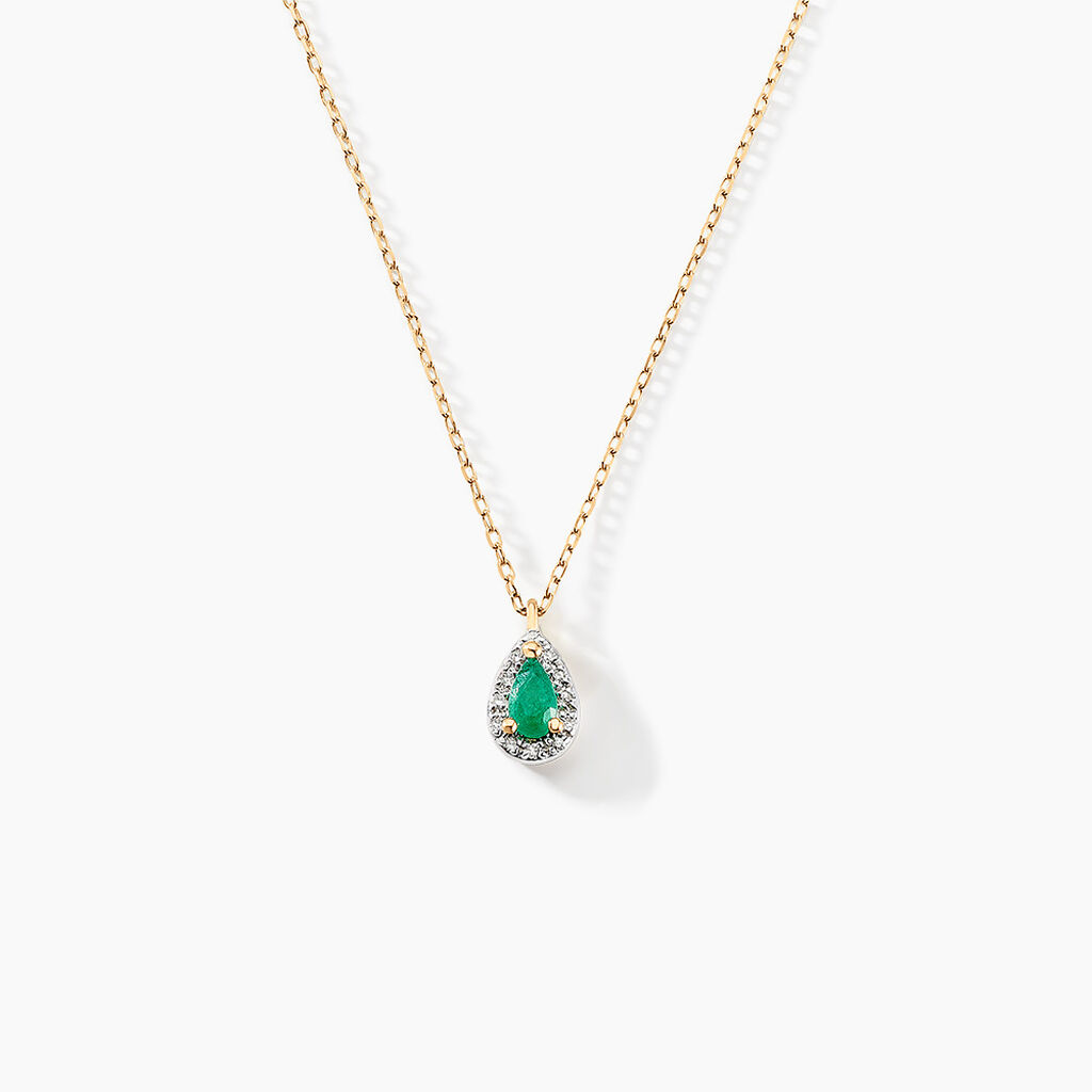 Collier Pluie D'Eclat Or Jaune Emeraude Diamant - Colliers Femme | Histoire d&rsquo;Or
