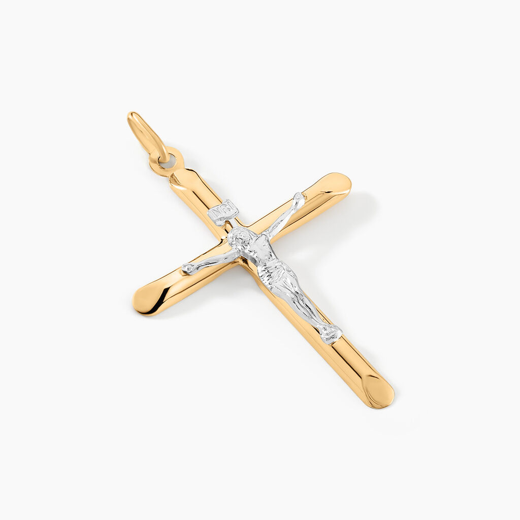 Pendentif Damian Croix Or Bicolore - Pendentifs Baptême Unisex | Histoire d’Or