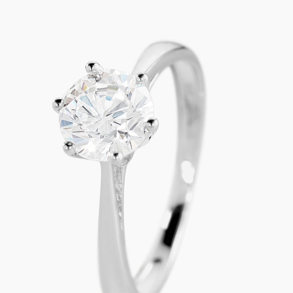 Solitaire Or Blanc Laurian Oxyde De Zirconium Blanc - Bagues solitaires Femme | Histoire d&rsquo;Or