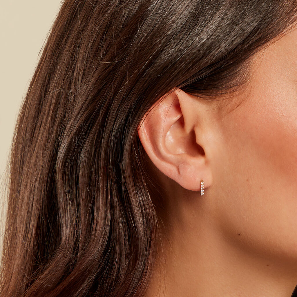 Boucles D'oreilles Puces Damion Or Jaune Oxyde De Zirconium - Clous d'oreilles Femme | Histoire d’Or