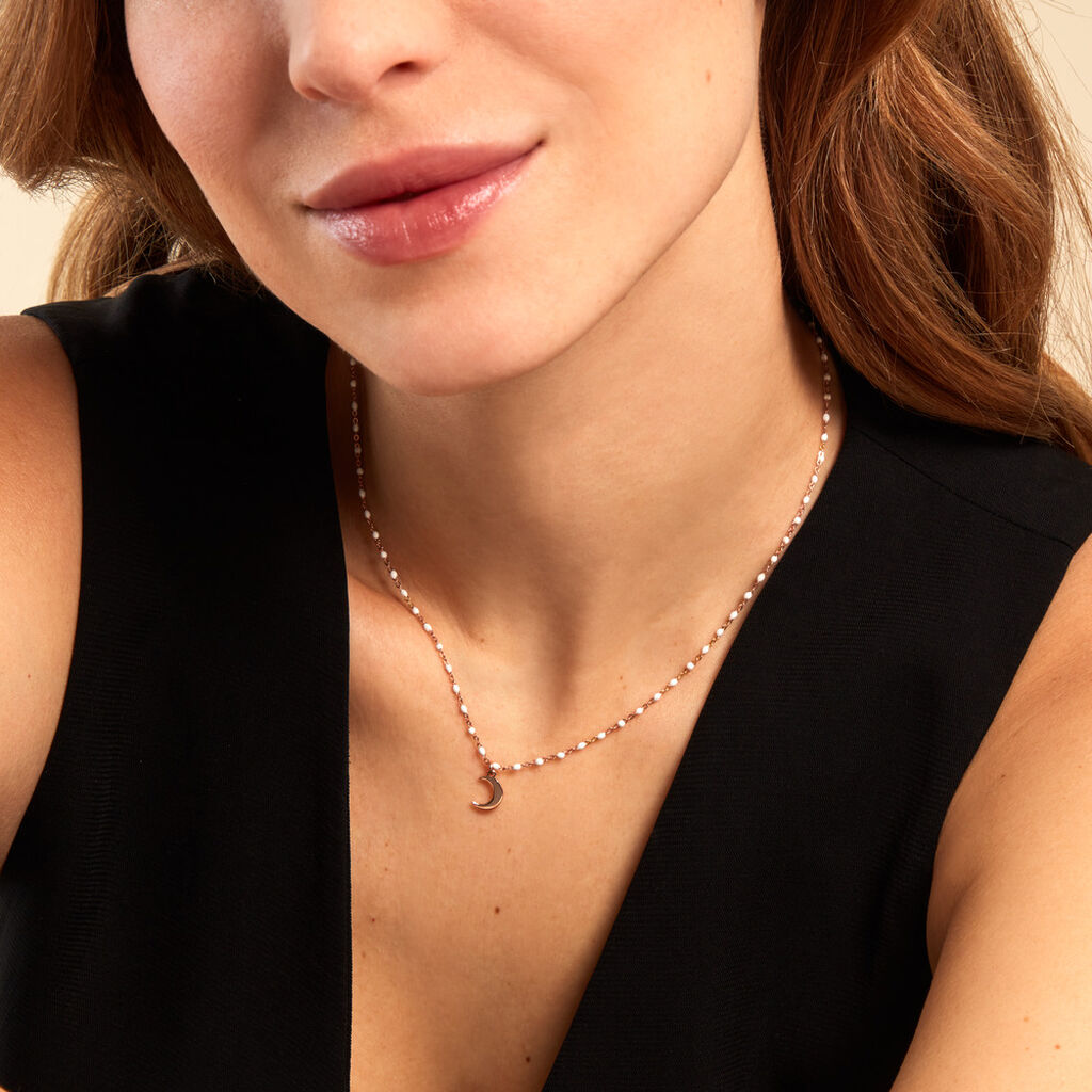 Collier Mimosa Argent Rose - Ras de cou Femme | Histoire d’Or