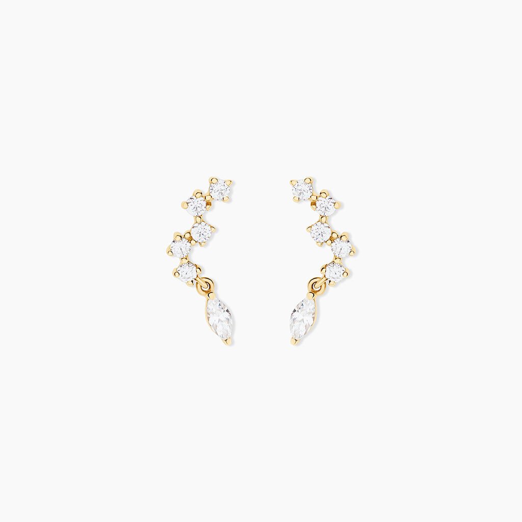 Boucles D'Oreilles Puces Sparkle Or Jaune Oxyde De Zirconium - Clous d'oreilles Femme | Histoire d’Or