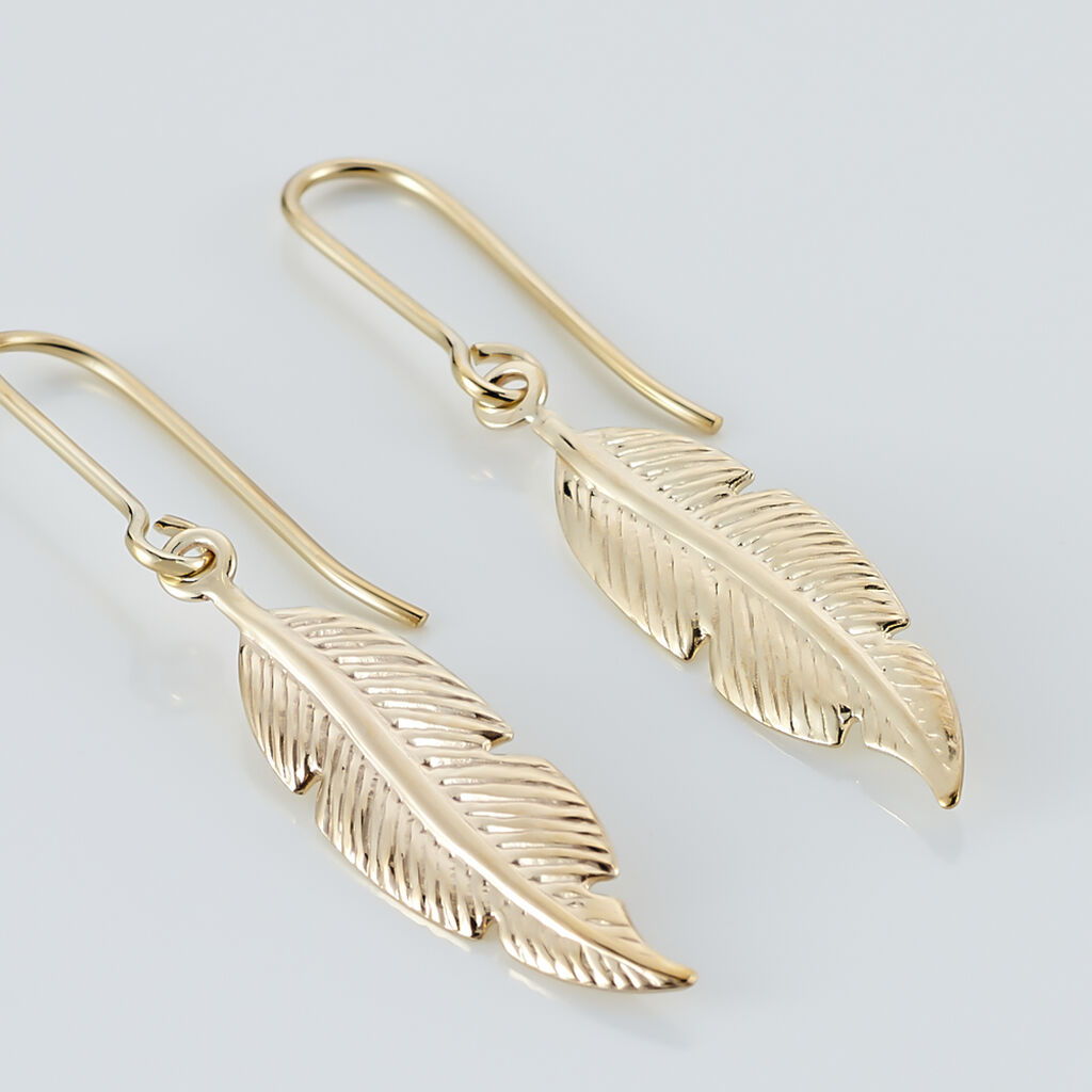 Boucles D'oreilles Pendantes Indian Nature Feuilles Or Jaune - Boucles d'oreilles pendantes Femme | Histoire d’Or