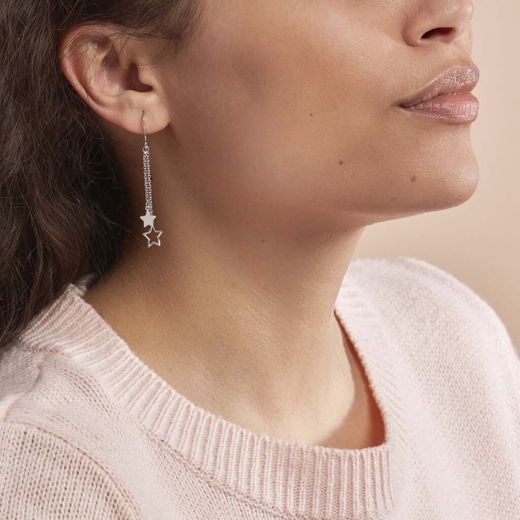 Boucles D'oreilles Pendantes Juliette Argent Blanc - Boucles d'oreilles fantaisie Femme | Histoire d’Or