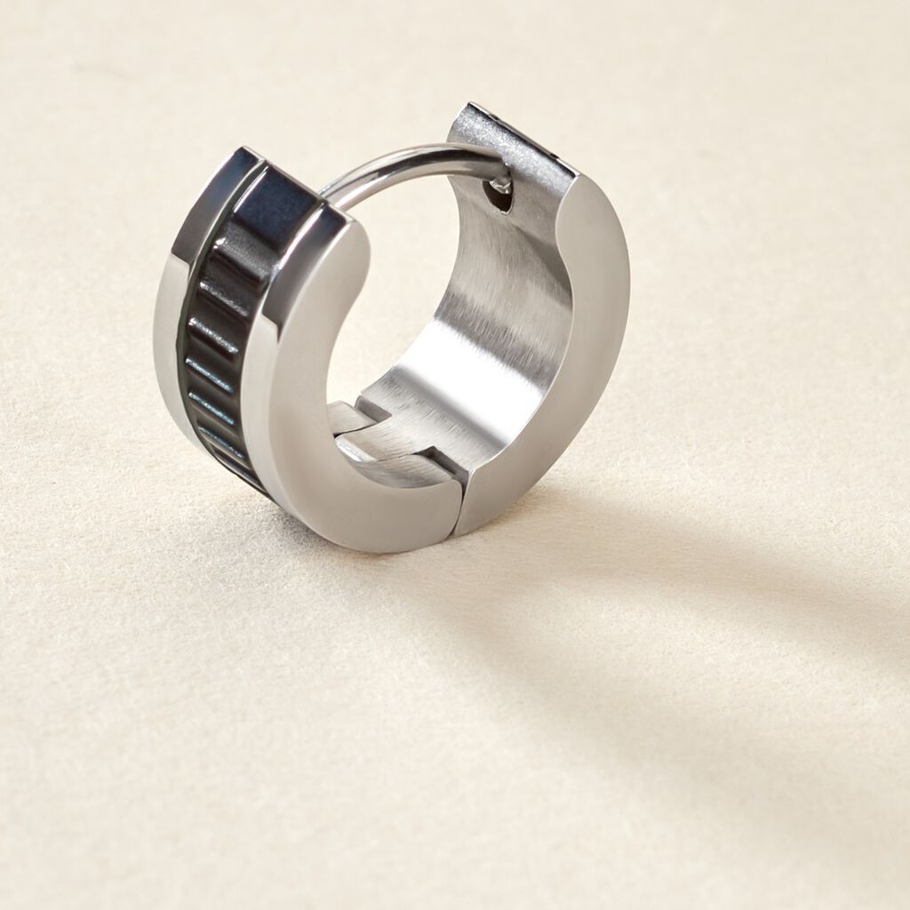 Créole Unitaire Stromboli Acier Blanc - Boucles d'oreilles créoles Homme | Histoire d’Or