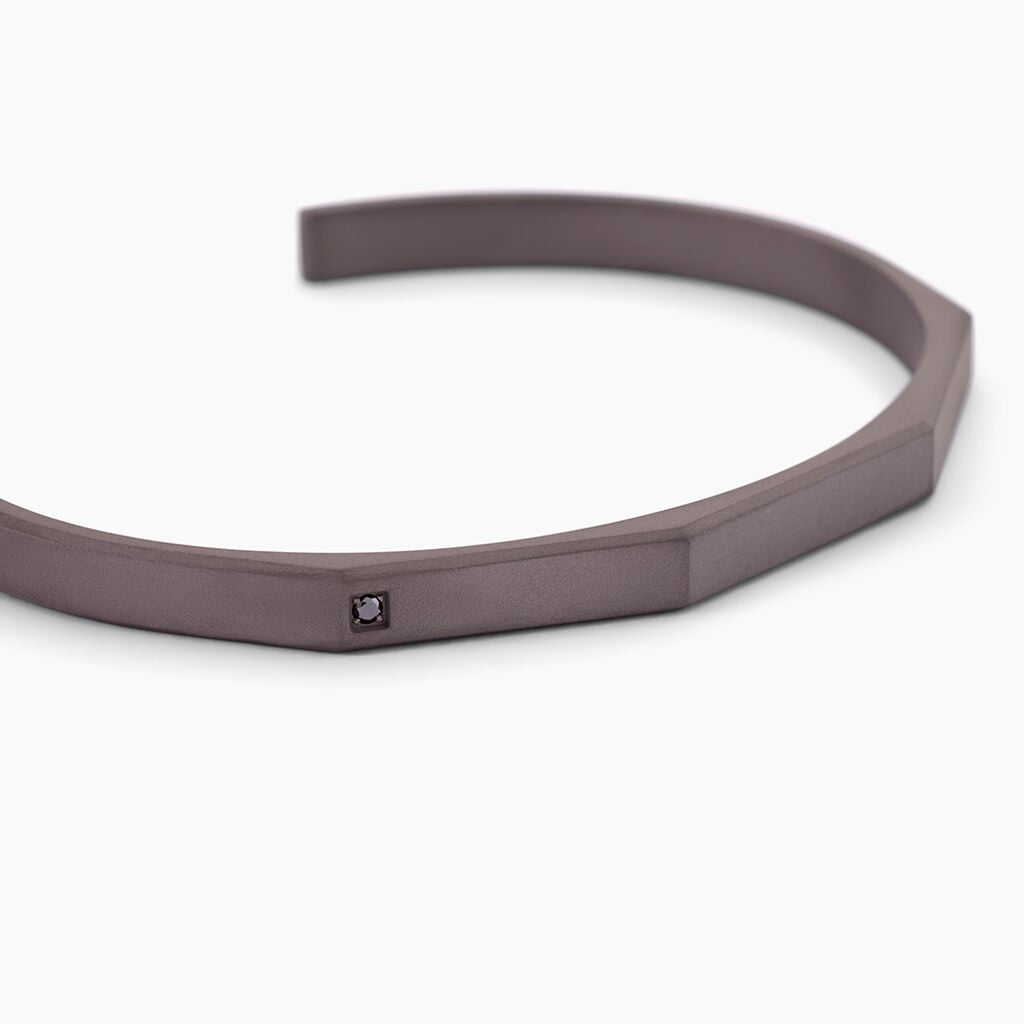 Bracelet Jonc Titane Gris Diamant - Bracelets Pierre Homme | Histoire d&rsquo;Or
