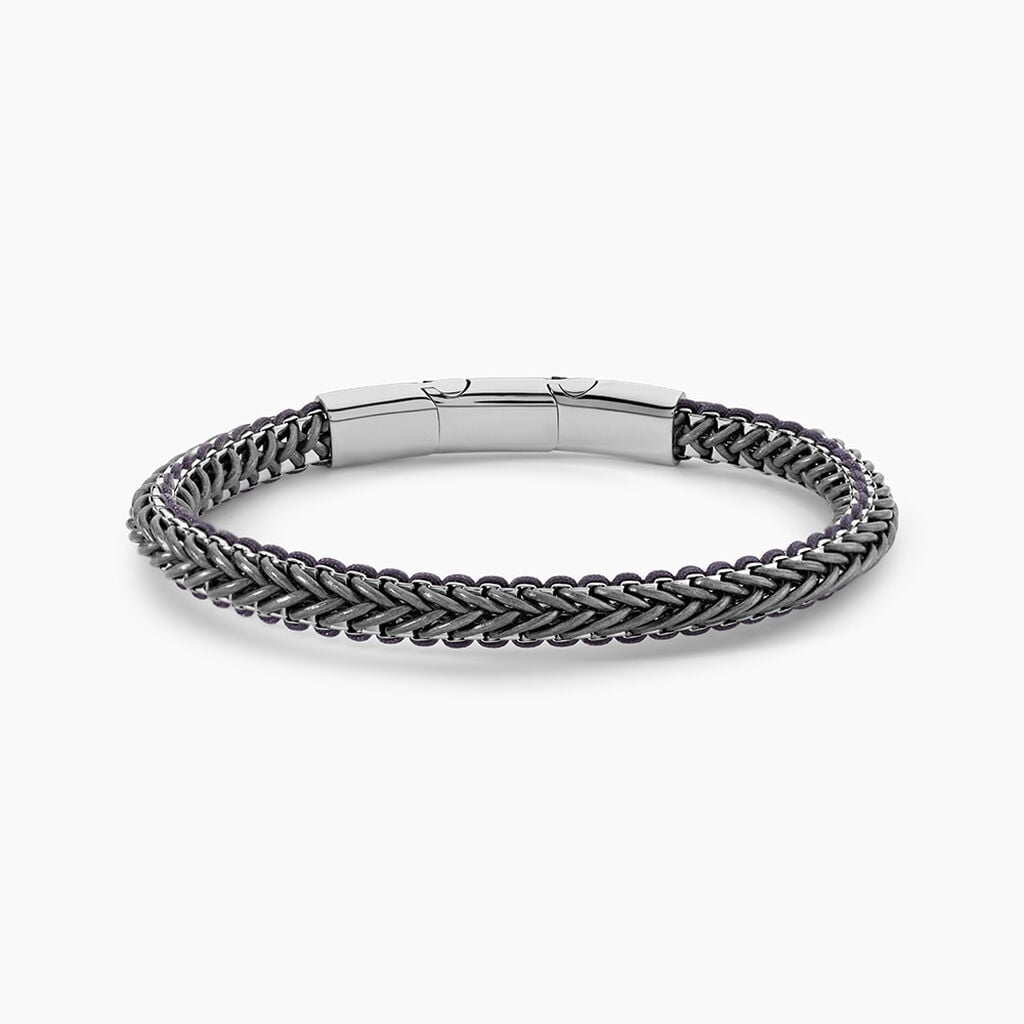 Bracelet Cuir De Vache Gris - Bracelets Tress&eacute;s Homme | Histoire d&rsquo;Or