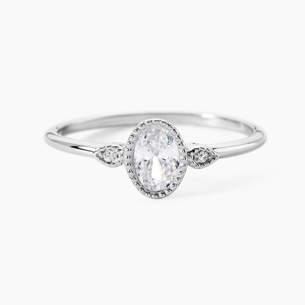 Bague Argent Blanc Afonso Oxyde De Zirconium - Bagues solitaires Femme | Histoire d&rsquo;Or