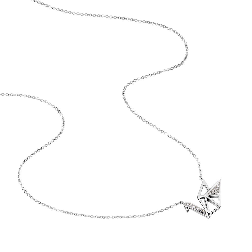 Collier Origami Argent Blanc Oxyde De Zirconium - Colliers fantaisie Femme | Histoire d&rsquo;Or