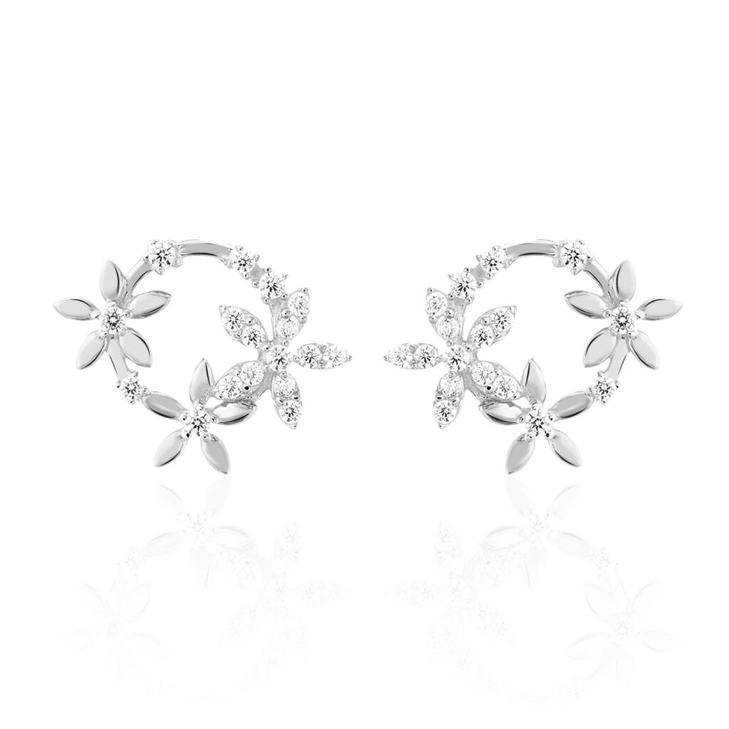 Boucles D'oreilles Pendantes Elinia Argent Blanc Oxyde De Zirconium - Boucles d'oreilles fantaisie Femme | Histoire d&rsquo;Or