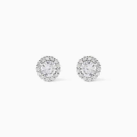 Boucles D'oreilles Puces Eternite Argent Blanc Oxyde De Zirconium - Boucles d'oreilles fantaisie Femme | Histoire d&rsquo;Or