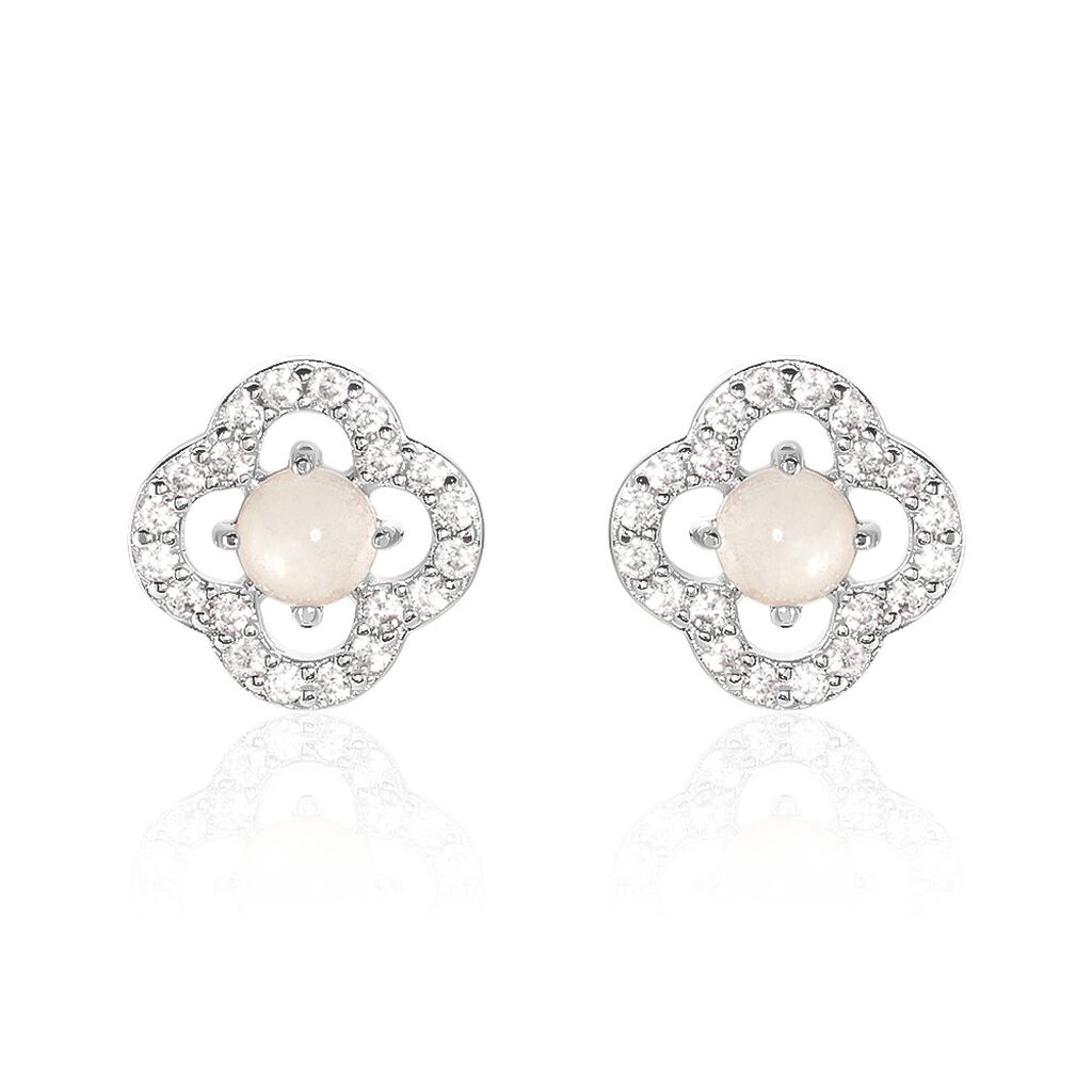 Boucles D'oreilles Puces Dally Argent Blanc Quartz Oxyde De Zirconium - Boucles d'oreilles fantaisie Femme | Histoire d’Or