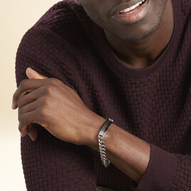 Bracelet Identité Quadrillage Acier Blanc - Bracelets fantaisie Homme | Histoire d’Or