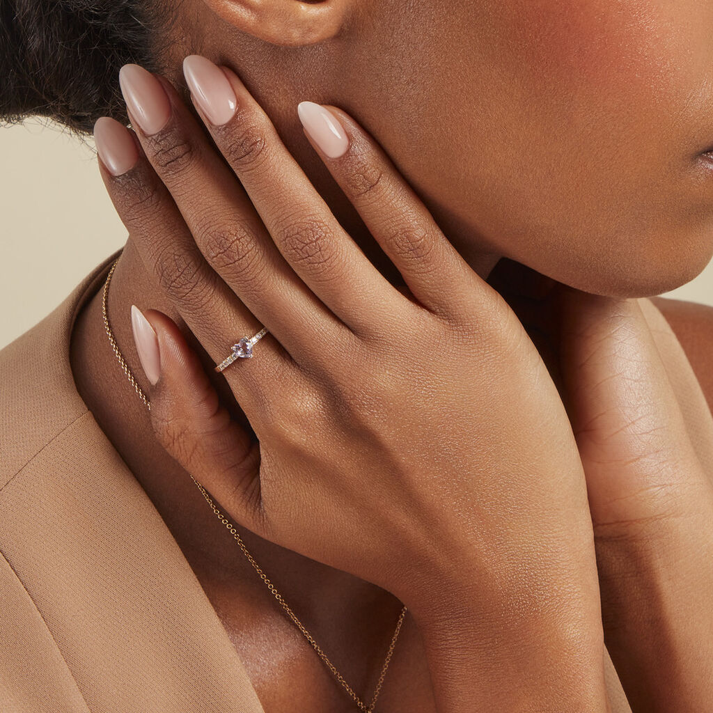 Bague Love Ring Or Jaune Améthyste Oxyde De Zirconium - Bagues solitaires Femme | Histoire d’Or