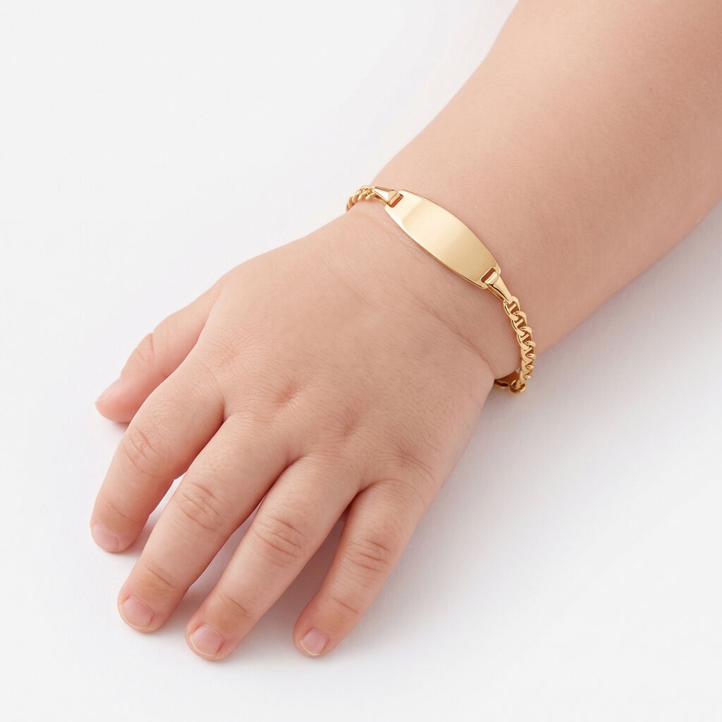 Bracelet Identit&eacute; Fanelia Maille Marine Or Jaune - Bracelets Communion Enfant | Histoire d&rsquo;Or