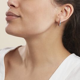 Créoles Zoelia Rondes Plaque Or Jaune Pièrres De Synthèse - Boucles d'oreilles créoles Femme | Histoire d’Or