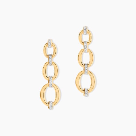 Boucles D'oreilles Pendantes Abban Or Jaune Diamant - Boucles d'oreilles pendantes Femme | Histoire d&rsquo;Or