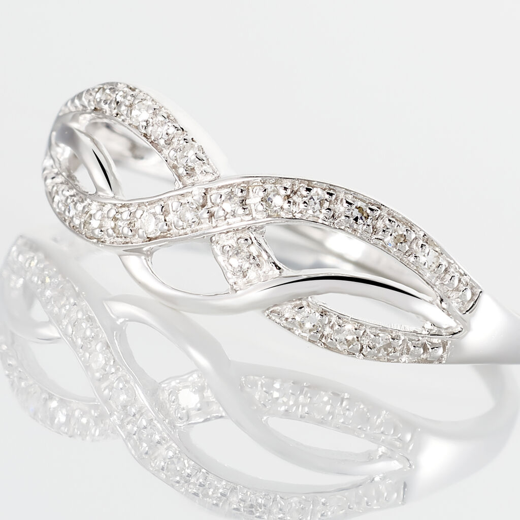 Bague Vaguelette Or Blanc Diamant - Bagues avec pierre Femme | Histoire d’Or