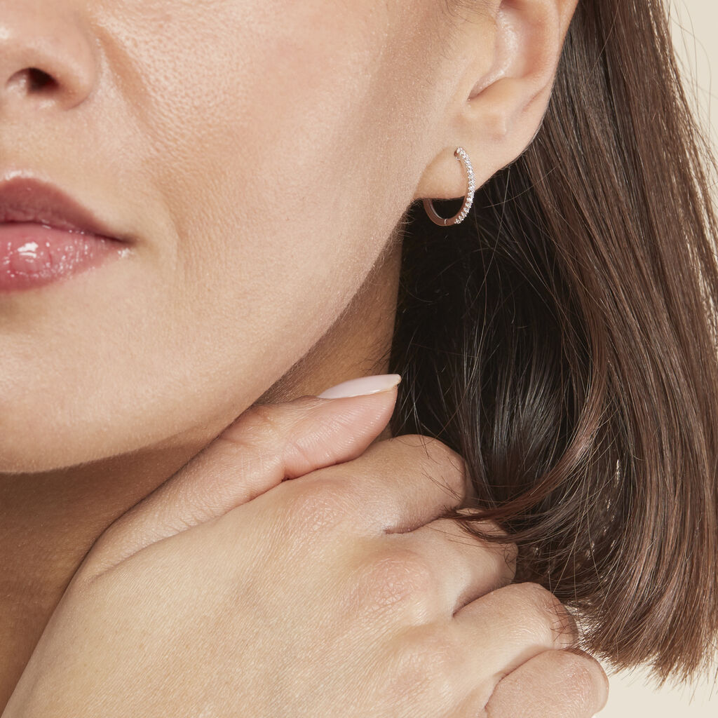 Créoles Aryanna Rondes Or Blanc Diamant - Boucles d'oreilles créoles Femme | Histoire d’Or