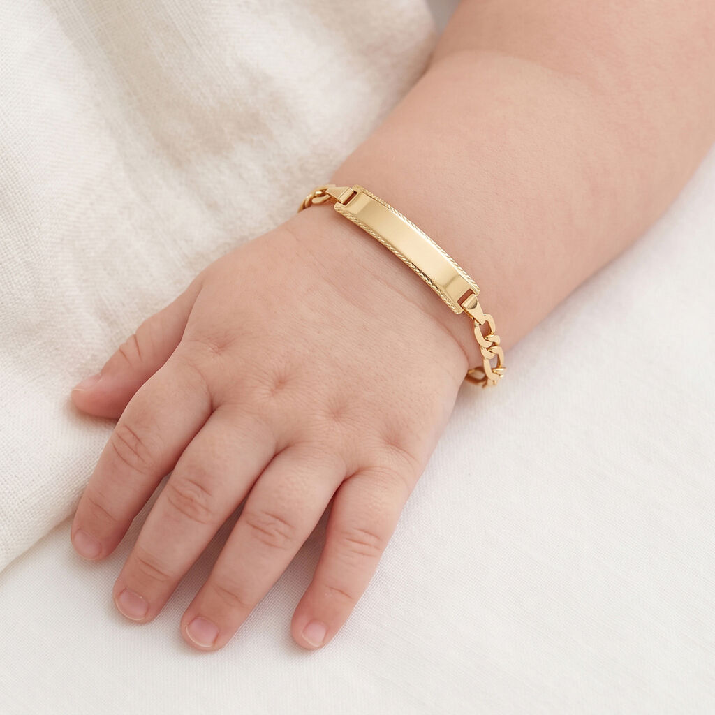 Bracelet Identit&eacute; Fanelia Maille Marine Or Jaune - Bracelets Communion Enfant | Histoire d&rsquo;Or