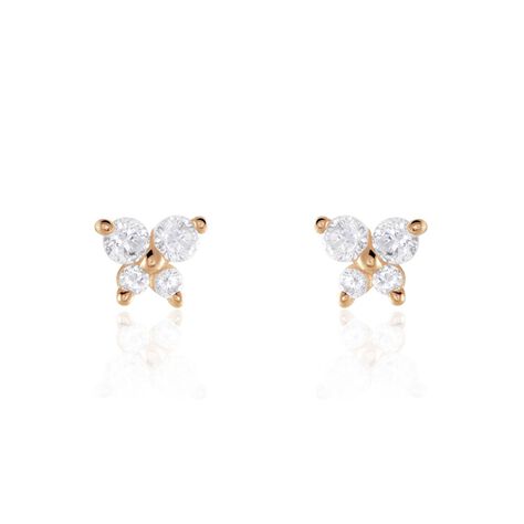 Boucles D'oreilles Puces Or Rose Oxydes De Zirconium - Clous d'oreilles Femme | Histoire d’Or