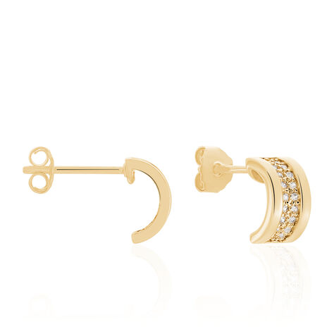 Demi Créoles Dorynea Plaqué Or Jaune Oxyde De Zirconium - Boucles d'oreilles créoles Femme | Histoire d’Or