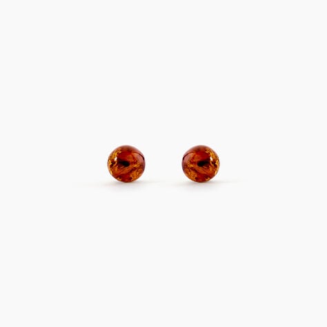 Boucles D'oreilles Puces Brunhild Argent Blanc Ambre - Boucles d'oreilles empierr&eacute;es Femme | Histoire d&rsquo;Or