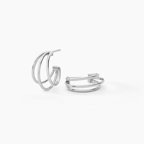Créoles Argent Blanc Jukka - Boucles d'oreilles créoles Femme | Histoire d’Or