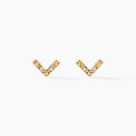 Boucles D'oreilles Puces Undine Or Jaune Diamant - Clous d'oreilles Femme | Histoire d&rsquo;Or
