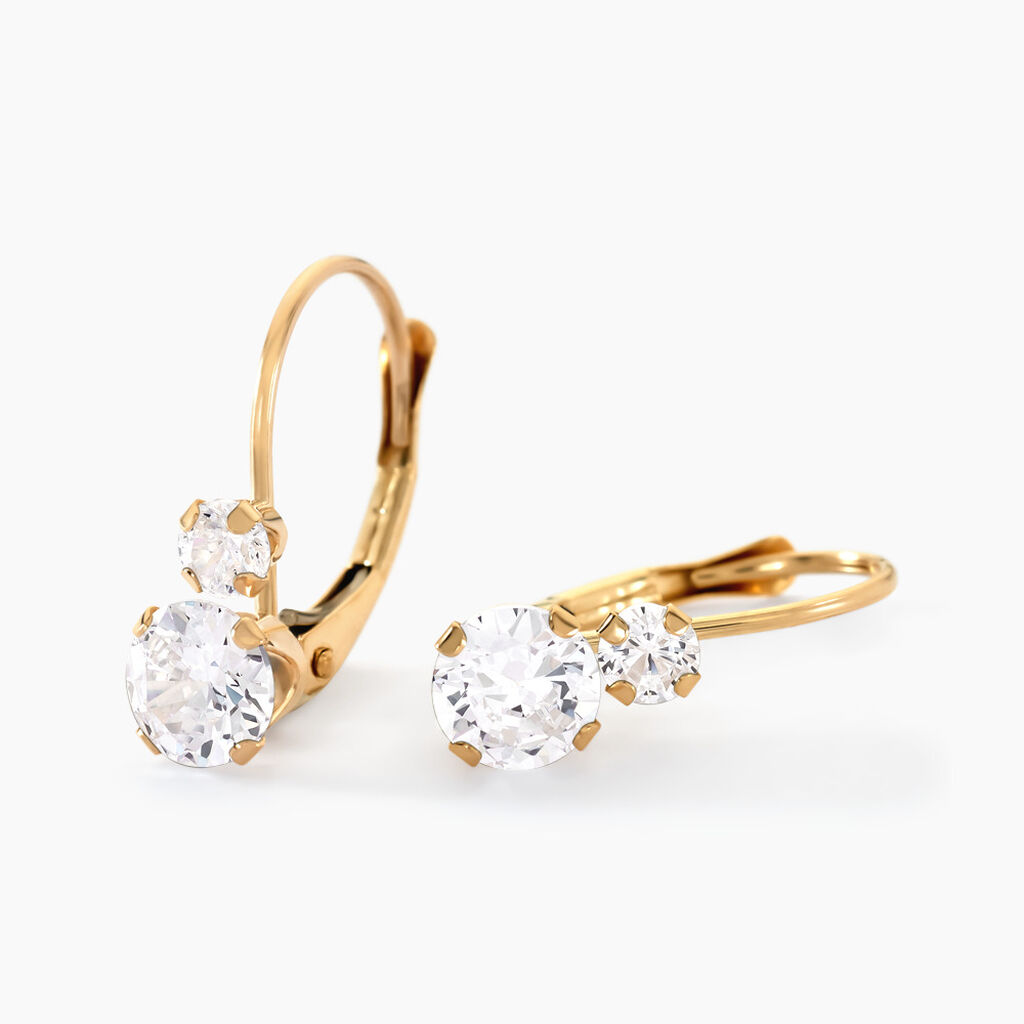 Boucles D'oreilles Pendantes Gulbeyaz Or Jaune Oxyde De Zirconium - Boucles d'oreilles pendantes Femme | Histoire d&rsquo;Or