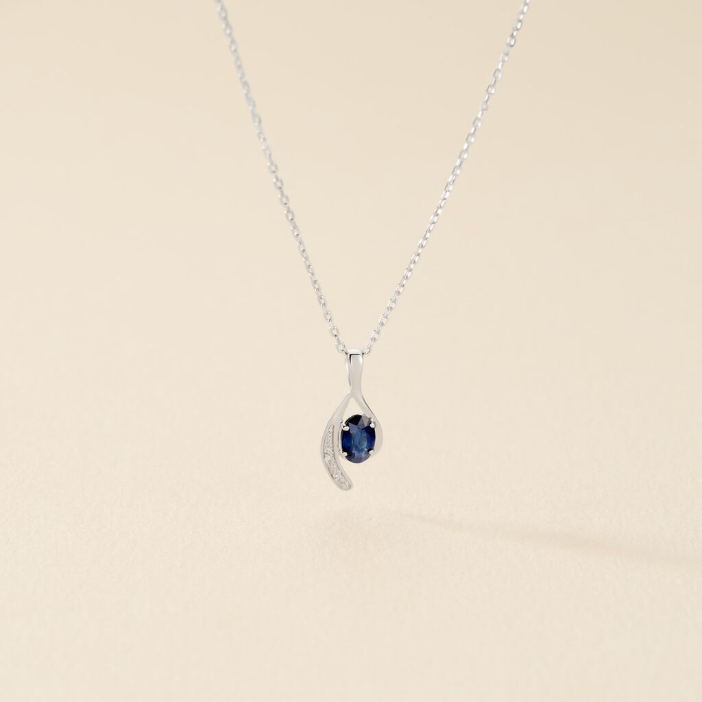 Collier Emotion Or Blanc Saphir Diamant - Colliers Femme | Histoire d’Or