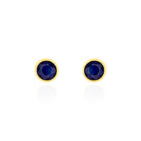Boucles D'oreilles Puces Edy Serti Clos Or Jaune Saphir