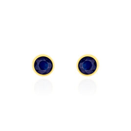 Boucles D'oreilles Puces Edy Serti Clos Or Jaune Saphir - Clous d'oreilles Femme | Histoire d’Or