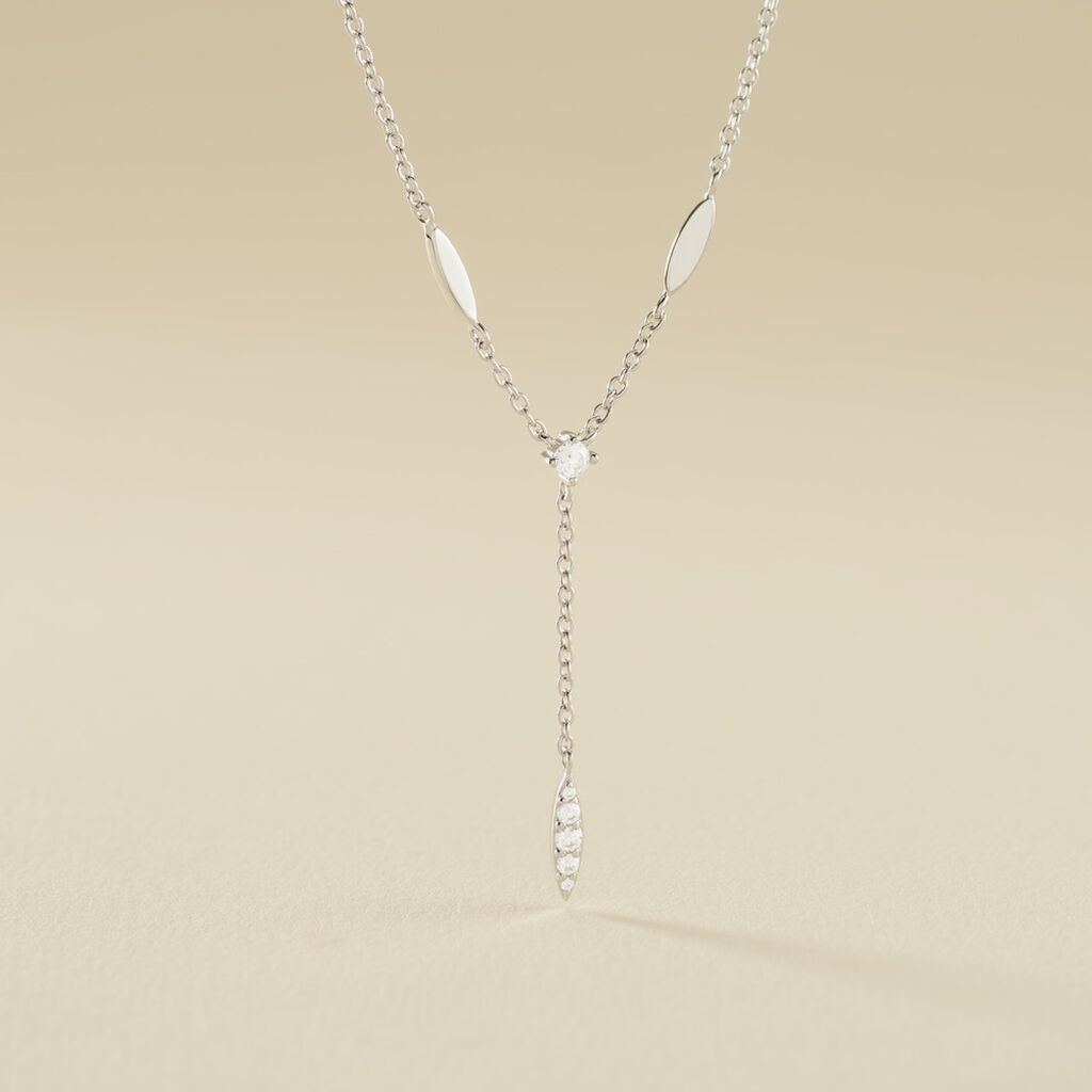 Collier Bormana Argent Blanc Oxyde De Zirconium - Colliers fantaisie Femme | Histoire d&rsquo;Or