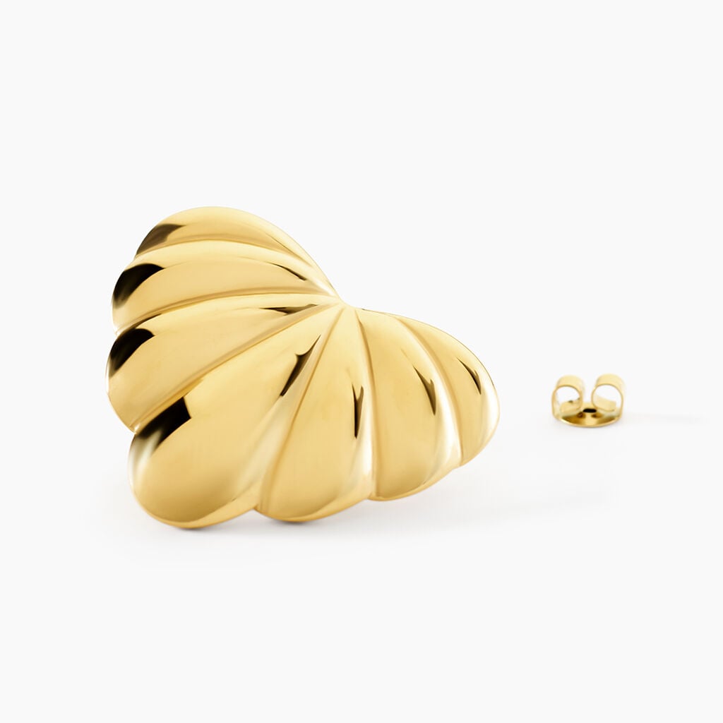 Boucles D'Oreilles Puces Strie Acier Jaune - Boucles d'oreilles fantaisie Femme | Histoire d&rsquo;Or
