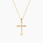 Pendentif Benny Croix Ciselee Or Bicolore - Pendentifs Communion Unisex | Histoire d&rsquo;Or