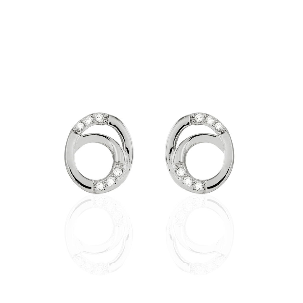 Boucles D'oreilles Puces Annea Argent Blanc Oxyde De Zirconium - Boucles d'oreilles fantaisie Femme | Histoire d&rsquo;Or