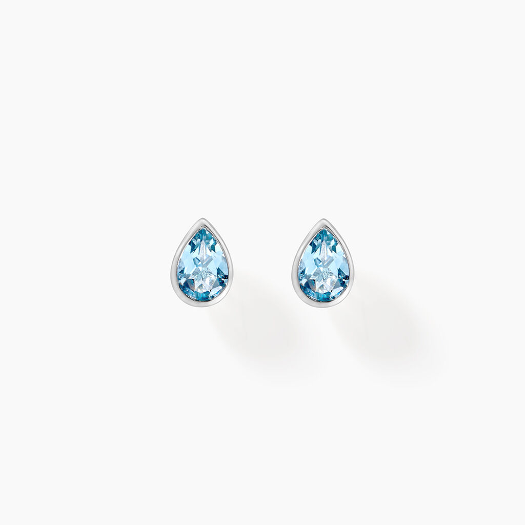 Boucles D'oreilles Puces Fassia Or Blanc Topaze - Clous d'oreilles Femme | Histoire d’Or