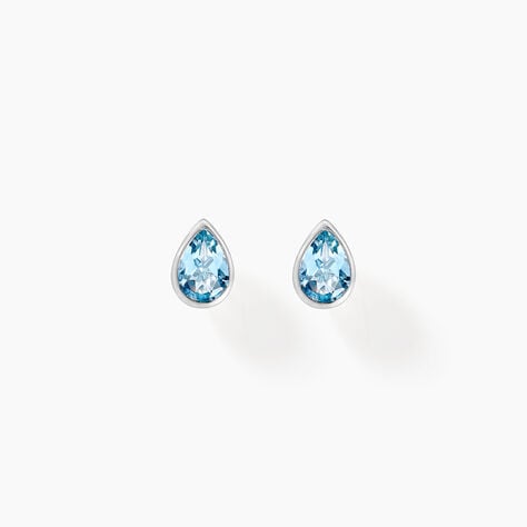 Boucles D'oreilles Puces Fassia Or Blanc Topaze - Clous d'oreilles Femme | Histoire d’Or