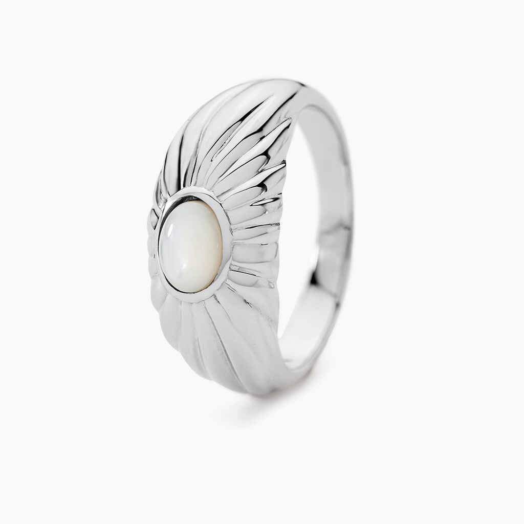 Bague Egerie Argent Blanc Nacre - Bagues solitaires Femme | Histoire d&rsquo;Or