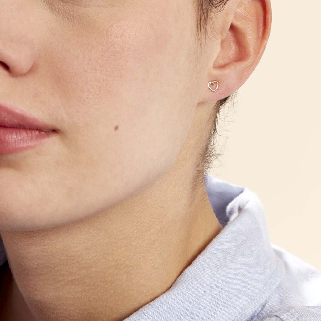 Boucles D'oreilles Puces Anne-maudae Coeurs Or Jaune - Clous d'oreilles Femme | Histoire d’Or