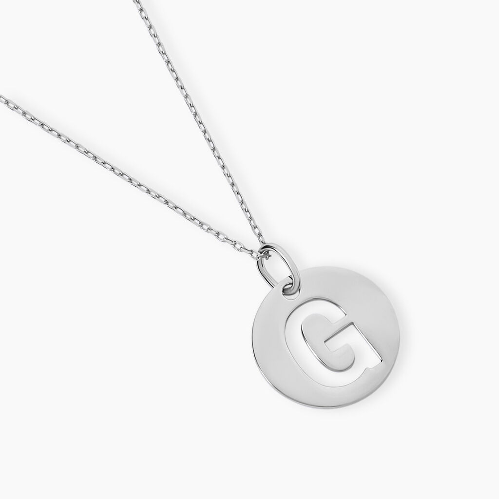 Pendentif Elio G Argent Blanc - Cadeaux de naissance Famille | Histoire d&rsquo;Or