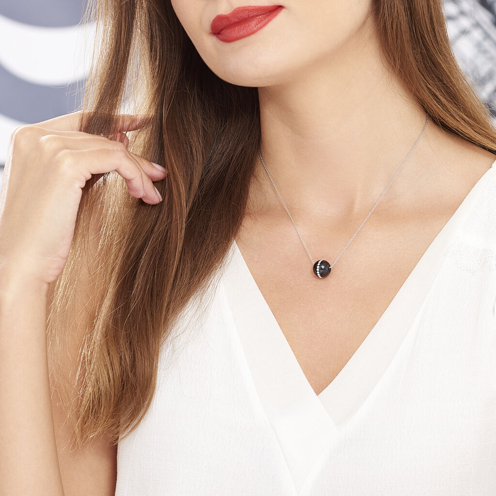 Collier Nina Cera Argent Blanc Strass Et Céramique - Colliers fantaisie Femme | Histoire d’Or