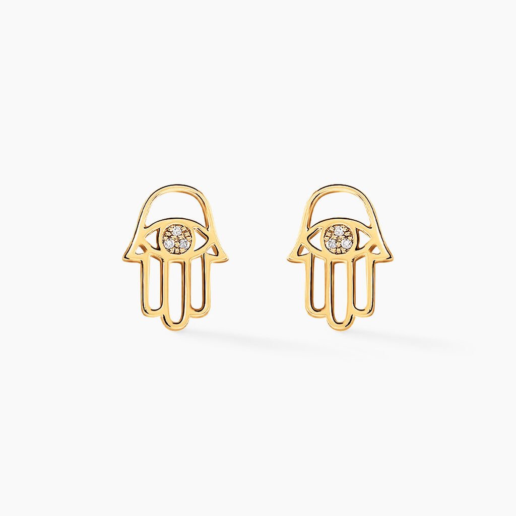 Boucles D'oreilles Puces Jamal Or Jaune Diamant - Clous d'oreilles Femme | Histoire d&rsquo;Or