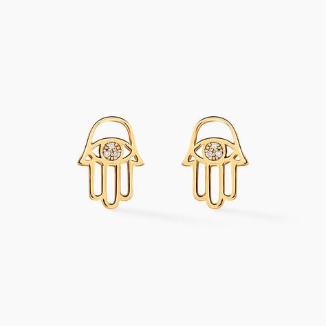 Boucles D'oreilles Puces Jamal Or Jaune Diamant - Clous d'oreilles Femme | Histoire d&rsquo;Or